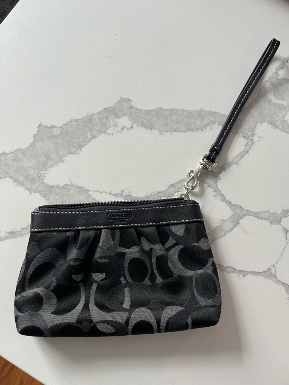 Coach Black & Charcoal Signature Wristlet